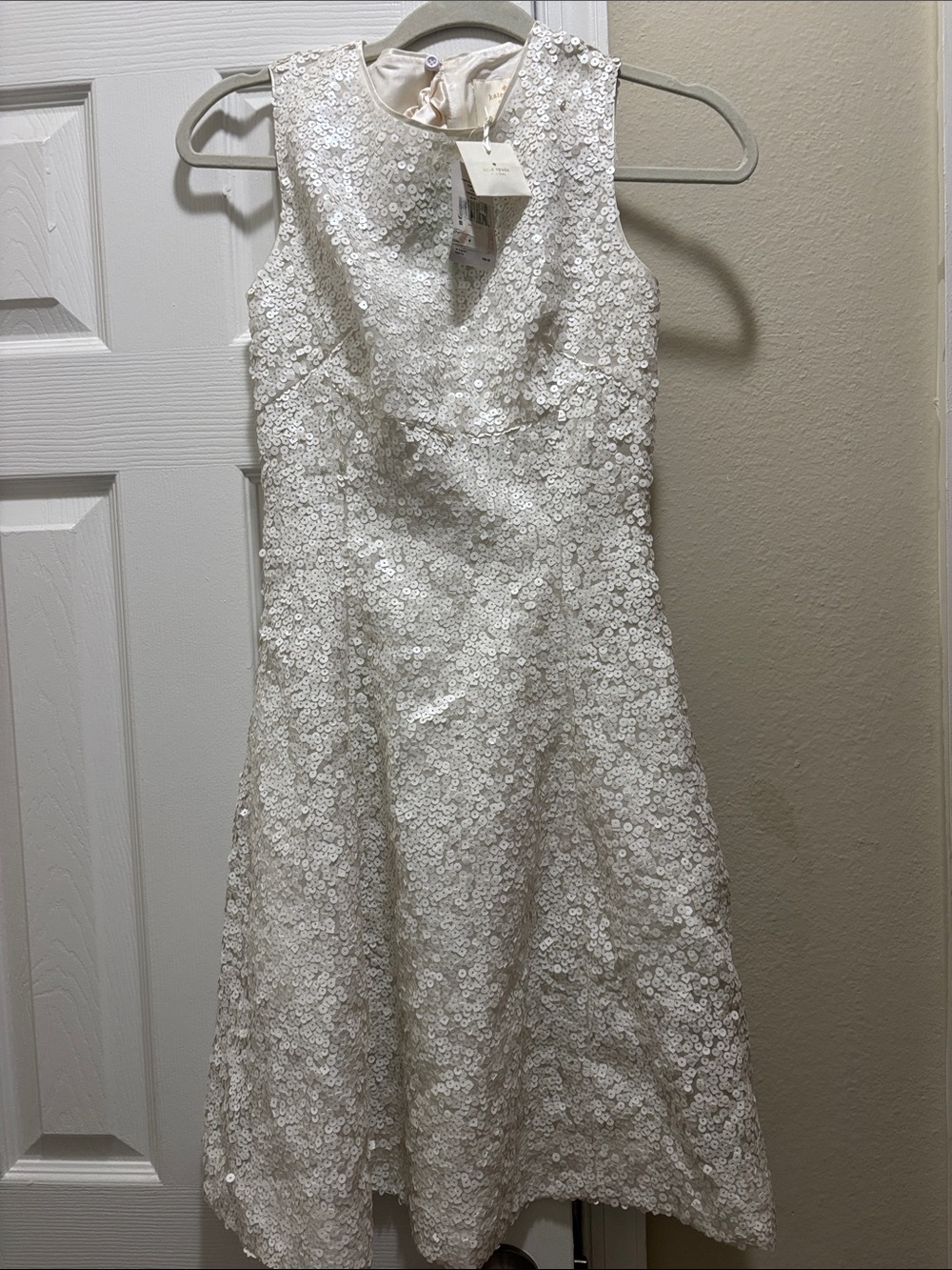 Kate Spade White Sequin A-Line Sleeveless Dress